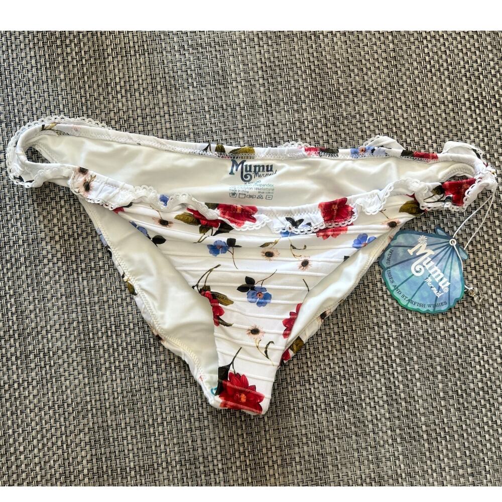 SHOW ME YOUR MUMU NWT Mermaid Collection Floral Lace Ruffle Bikini Bottoms XL